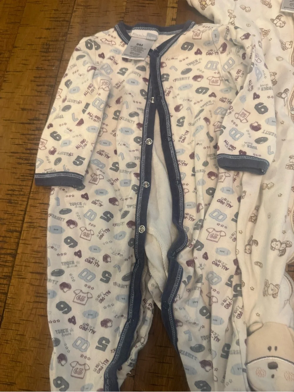 Carter's etc 9 month Printed Fleece & Mixed Neutral Baby One-Piece Sleepers Set